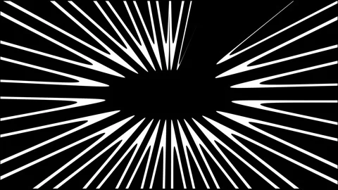 Bold white geometric pillars expanding to form complex circular pattern on black Stock Footage 332879811