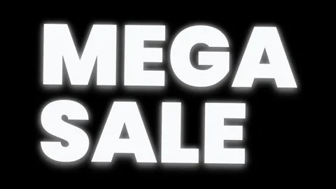 Bold white glowing mega sale text graphic animation isolated on black background 스톡 동영상 343773781