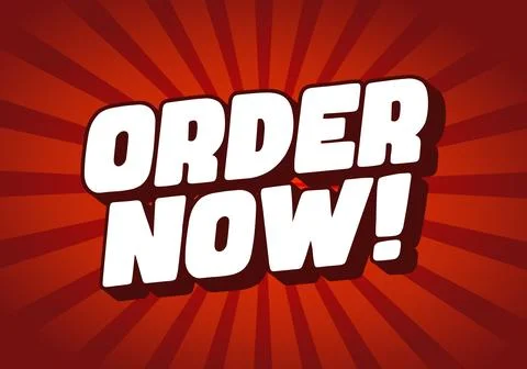 Bold White "Order Now" Comic Text on Red Burst Background Stock Illustration