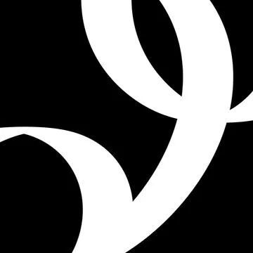 Bold White Overlapping Curves on Black Background Stock Illustration
