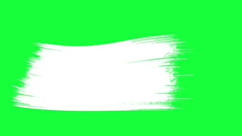 A bold white paintbrush stroke on a vibrant green screen background, perfect for 動画素材 284901268