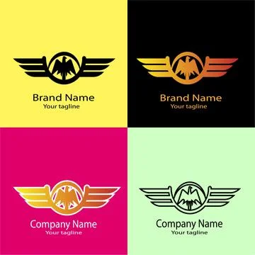 Bold Winged Eagle Emblem Logo Design Illustrazione stock