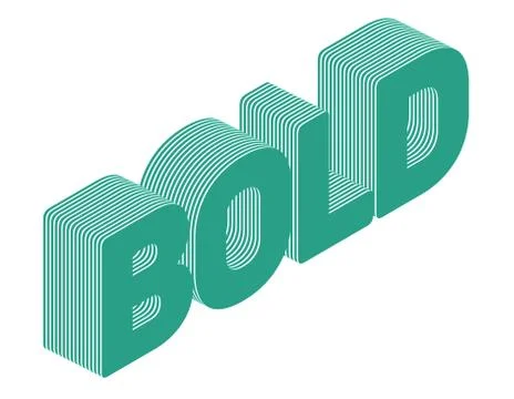 Bold word typography 3D rendering isolated white background Stock Illustration