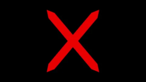 Bold X mark icon animation on Black Background, Cross Mark Symbol animated Stock Footage 308754630