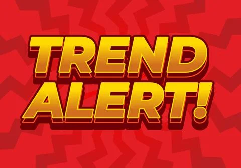 Bold yellow 3d text reading trend alert! on a red geometric patterned backg.. Stock Illustration