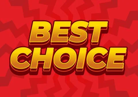 Bold yellow 3d text reading best choice on red patterned background, comic .. Stockillustratie