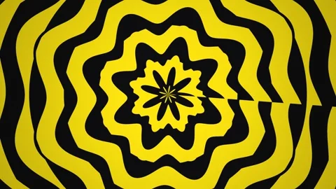 Bold yellow and black spiral pattern in motion creates visual depth Stock Footage 340845064
