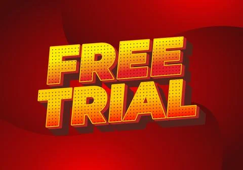 Bold yellow comic style 3d text reading free trial on a red abstract backgr.. Stock Illustration