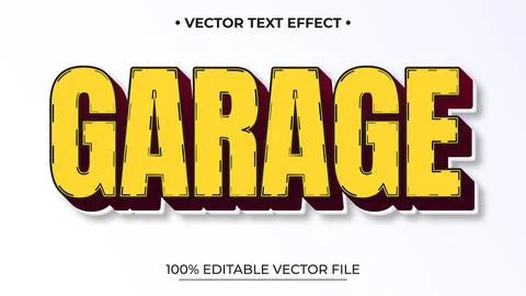 Bold, Yellow Garage Text Effect with Shadow and Editable Vector File Illustrazione stock