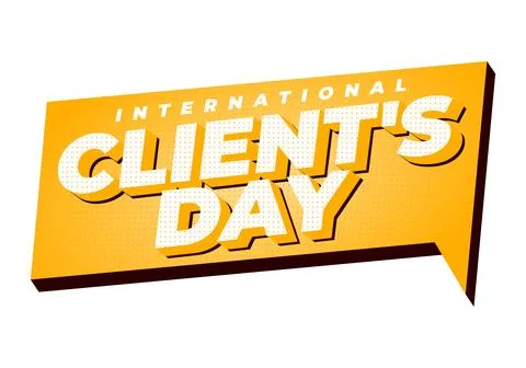 Bold yellow speech bubble graphic reading international clients day in larg.. 스톡 일러스트