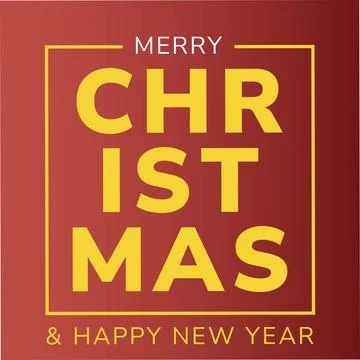 Bold Yellow Split Typography Dark Red Christmas Card Stock Illustration