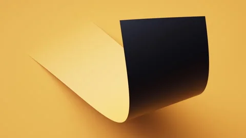 A bold yellow strip bends into a smooth arc while the black back catches light Stock Footage 325794164