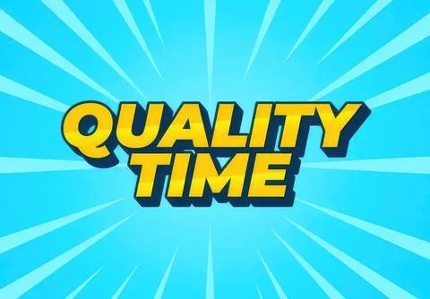 Bold yellow text saying quality time on bright blue background Illustrazione stock