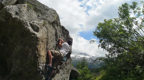 Boldering in the French Alps Chamonix Stock Footage 53575945