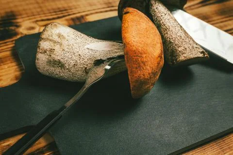 Boletus in the kitchen Stock Photos