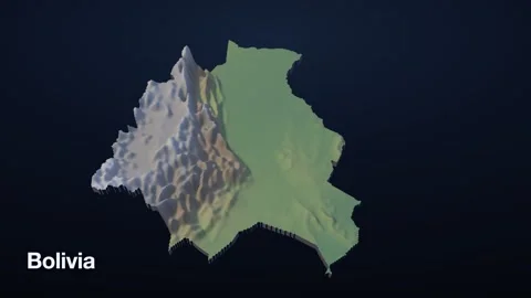 Bolivia 3D elevation relief map Видео 340608792