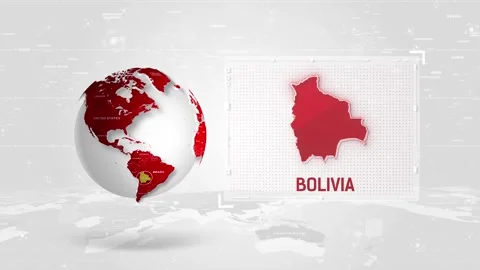 Bolivia 4K Tech Map Beside Globe On White Background. Stock Footage 341007780