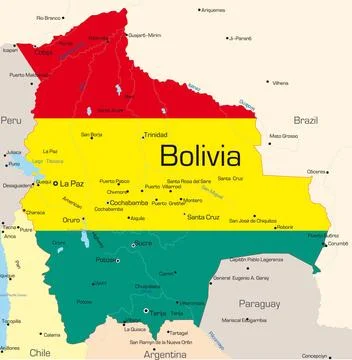 Bolivia Abstract vector color map of Bolivia country colored by national f... Stock Photos
