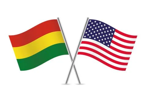 Bolivia and American flags. Vector illustration. Stock Illustration