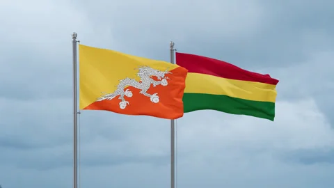 Bolivia and Bhutan flags 스톡 동영상 257795200