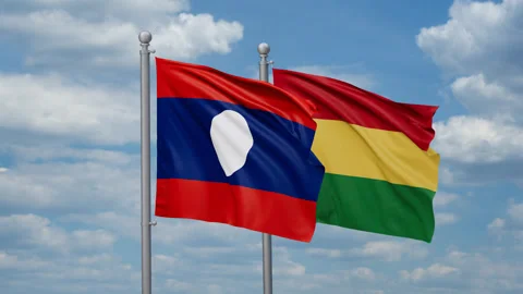 Bolivia and Laos flags Stock Footage 271330294