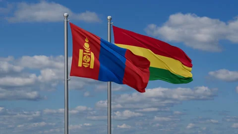 Bolivia and Mongolia flags Stock Footage 286149417