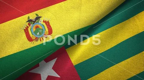 Bolivia and Togo two flags textile cloth, fabric texture Stock Photos