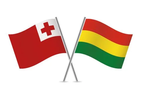 Bolivia and Tonga flags. Vector illustration. Ilustración de archivo