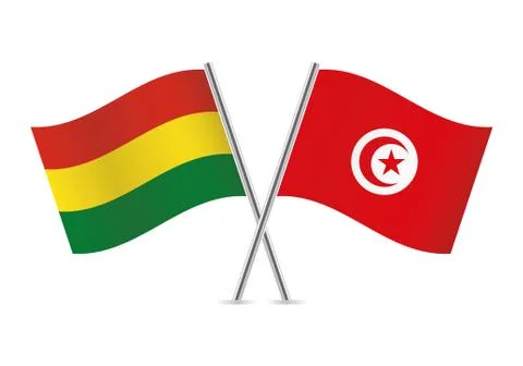 Bolivia and Tunisia flags. Vector illustration. Ilustración de archivo