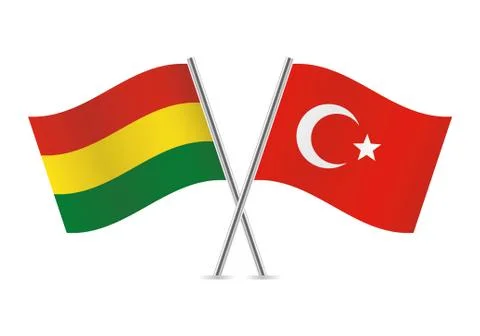 Bolivia and Turkey flags. Vector illustration. Stock Illustration