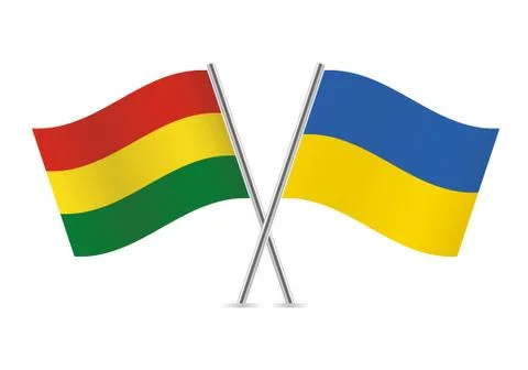 Bolivia and Ukraine flags. Vector illustration. Stock Illustration