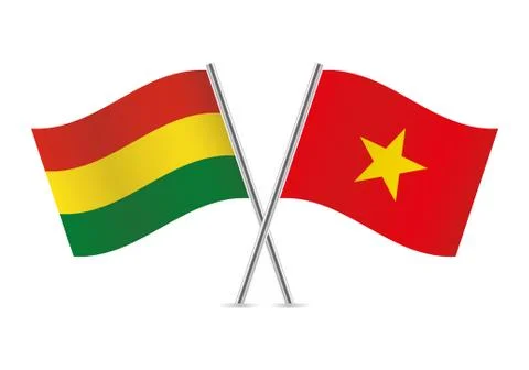 Bolivia and Vietnam flags. Vector illustration. Ilustración de archivo