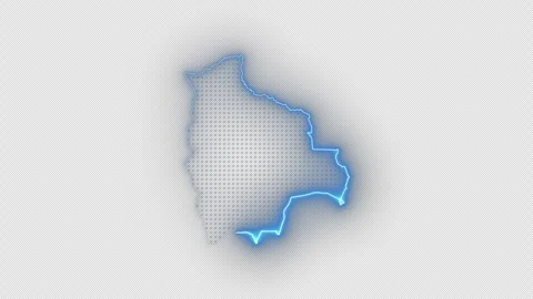 Bolivia Blue Neon Map Outline Animation, Continuous Loop on Transparent Vídeo Stock 337294867