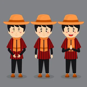 Bolivia Character with Various Expression Stock Illustration