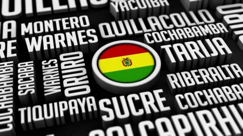 Bolivia Cities Word Cloud Collage In 3D Vidéo 255675174