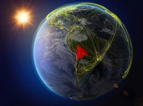 Bolivia on Earth with network Stock-Illustration