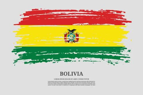 Bolivia flag with brush stroke effect and information text poster, vector Stock Illustration