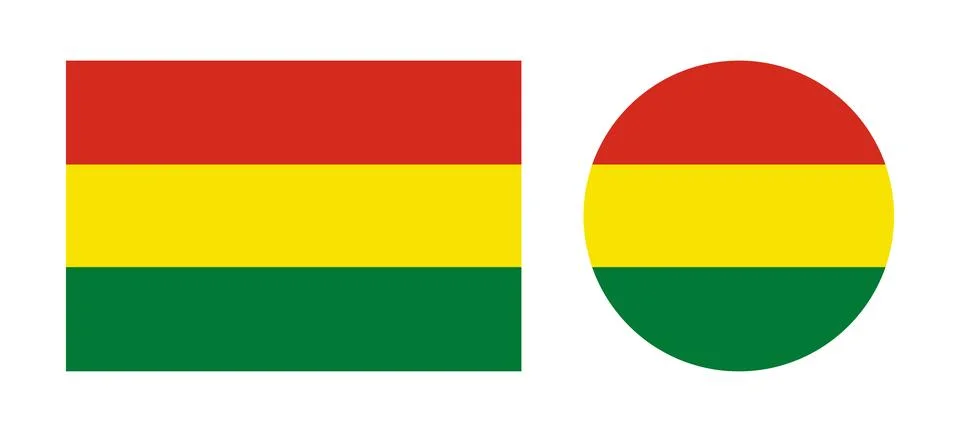 Bolivia flag circular, rectangular badges. Civil flag of Bolivia icons. Flag of Illustrazione stock