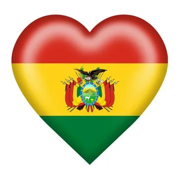 Bolivia flag heart button isolated on white with clipping path 3d illustration Stock Illustration