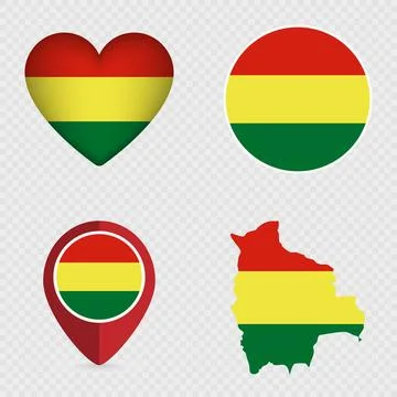 Bolivia Flag Icons Pack. Vector illustration. Stock Illustration