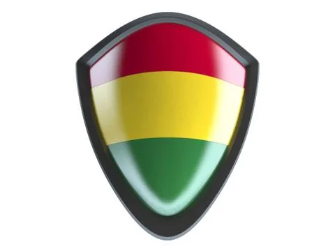 Bolivia flag on metal shield isolate on white background. Stock Illustration