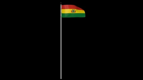 Bolivia Flag on Pole with Alpha Channel Video stock 87210207