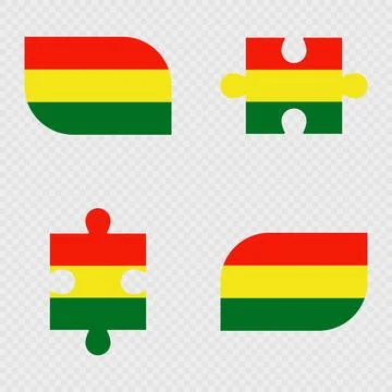 Bolivia Flag Rounded Shapes and Puzzle Set. Stock Illustration
