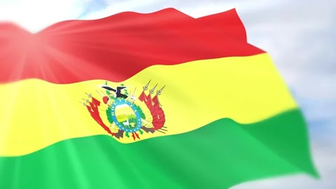 Bolivia Flag Seamless Loop 4k 60fps on Sky Background Stock Footage 340623440