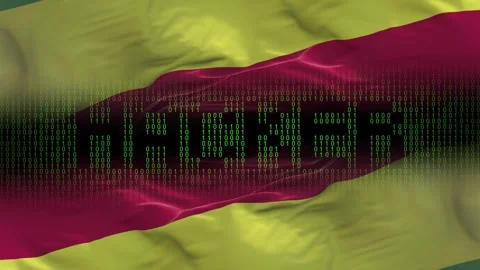 Bolivia flag - Waving flag on matrix binary code background Video stock 321419677