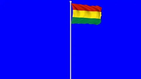 Bolivia Flag Waving Fluttering on Wind Loopable Green Blue Screen Matte Stock Footage