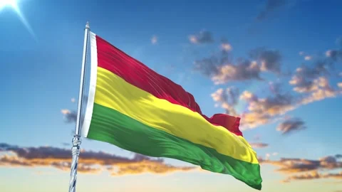 Bolivia flag Waving Realistic With Sky Stock Footage 293873653