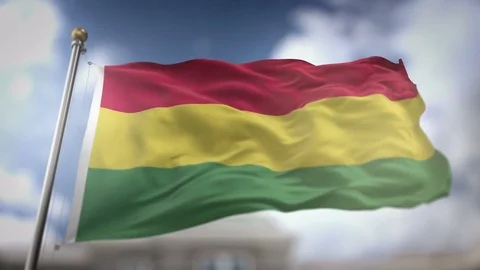 Bolivia Flag Waving Slow Motion 3D Rendering Blue Sky Background - Seamless.. Stock Footage 74861044