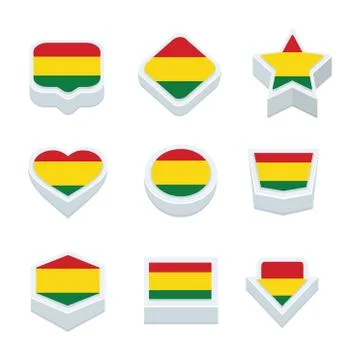 Bolivia flags icons and button set nine styles Stock Illustration