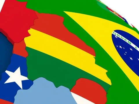 Bolivia on globe with flags Stock Illustration